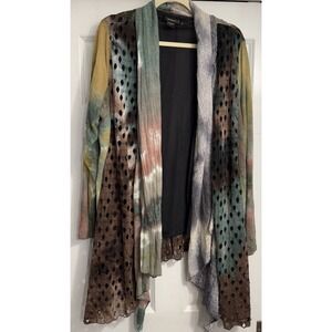 Radzoli XL Lagenlook Patchwork Brown Multi Artsy Oversized‎ Cardigan Layered Top
